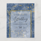 LeahG Navy Blue Gold INK Abstrakt Wedding INVITE (Vorderseite)