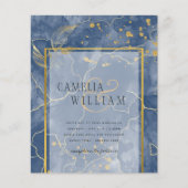 LeahG Navy Blue Gold INK Abstrakt Wedding INVITE (Vorderseite)