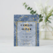 LeahG Navy Blue Gold INK Abstrakt Wedding INVITE (Stehend Vorderseite)