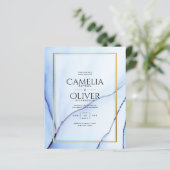 LeahG Navy Blue Gold INK Abstrakt Wedding INVITE (Stehend Vorderseite)