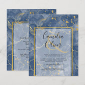 LeahG Navy Blue Gold INK Abstrakt Wedding INVITE (Vorne/Hinten)