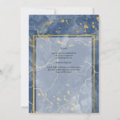 LeahG Navy Blue Gold INK Abstrakt Wedding INVITE Einladung (Rückseite)