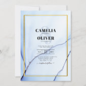 LeahG Navy Blue Gold INK Abstrakt Wedding INVITE Einladung (Vorderseite)