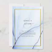 LeahG Navy Blue Gold INK Abstrakt Wedding INVITE Einladung (Vorderseite)