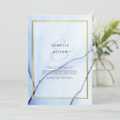LeahG Navy Blue Gold INK Abstrakt Wedding INVITE Einladung (Stehend Vorderseite)