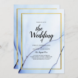 LeahG Navy Blue Gold INK Abstrakt Wedding INVITE Einladung