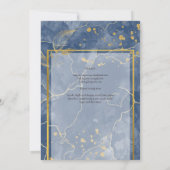 LeahG Navy Blue Gold INK Abstrakt Wedding INVITE Einladung (Rückseite)
