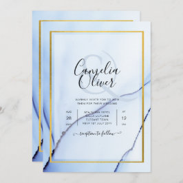 LeahG Navy Blue Gold INK Abstrakt Wedding INVITE Einladung