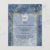 LeahG Navy Blue Gold INK Abstrakt Wedding INVITE Flyer (Hinten)