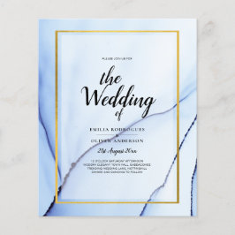 LeahG Navy Blue Gold INK Abstrakt Wedding INVITE Flyer