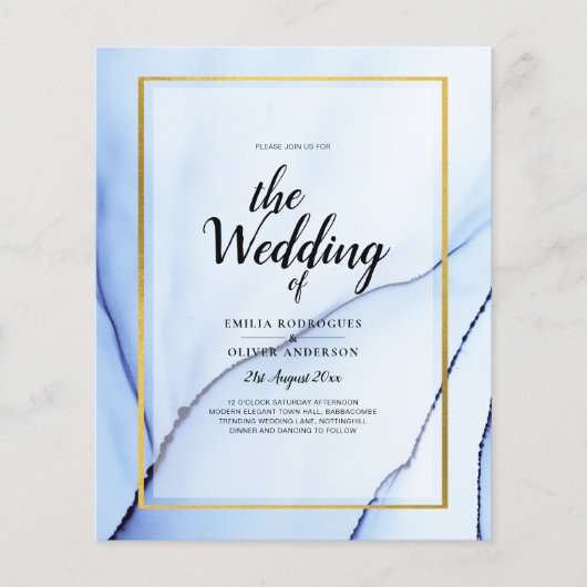 LeahG Navy Blue Gold INK Abstrakt Wedding INVITE Flyer (Vorne)