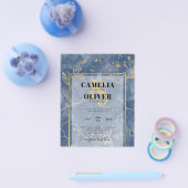 LeahG Navy Blue Gold INK Abstrakt Wedding INVITE Flyer (Einzeln)