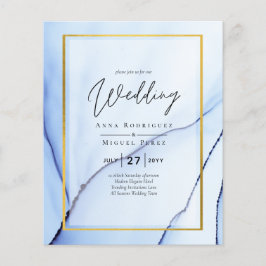 LeahG Navy Blue Gold INK Abstrakt Wedding INVITE Flyer