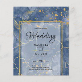 LeahG Navy Blue Gold INK Abstrakt Wedding INVITE Flyer
