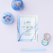 LeahG Navy Blue Gold INK Abstrakt Wedding INVITE Flyer (Einzeln)
