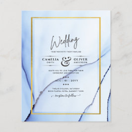 LeahG Navy Blue Gold INK Abstrakt Wedding INVITE Flyer
