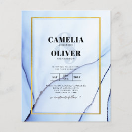 LeahG Navy Blue Gold INK Abstrakt Wedding INVITE Flyer