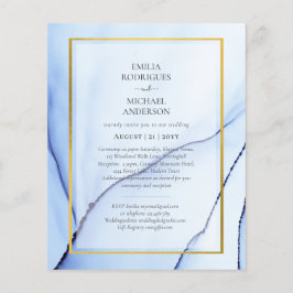 LeahG Navy Blue Gold INK Abstrakt Wedding INVITE Flyer