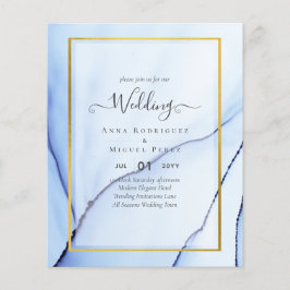 LeahG Navy Blue Gold INK Abstrakt Wedding INVITE Flyer