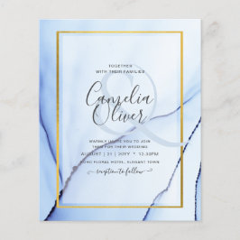 LeahG Navy Blue Gold INK Abstrakt Wedding INVITE Flyer