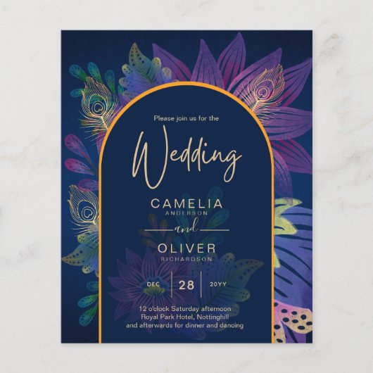 LeahG Navy Lila Gold JEWEL TONES Wedding INVITE (Vorderseite)
