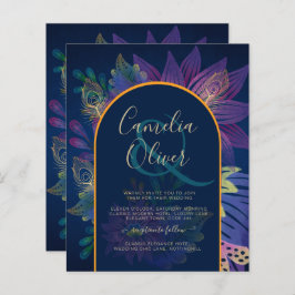 LeahG Navy Lila Gold JEWEL TONES Wedding INVITE