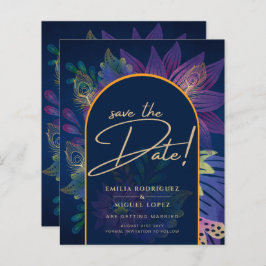 LeahG Navy Lila Gold JEWEL TONES Wedding INVITE