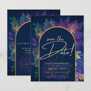 LeahG Navy Lila Gold JEWEL TONES Wedding INVITE