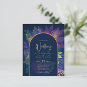 LeahG Navy Lila Gold JEWEL TONES Wedding INVITE (Stehend Vorderseite)