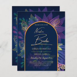 LeahG Navy Lila Gold JEWEL TONES Wedding INVITE