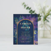 LeahG Navy Lila Gold JEWEL TONES Wedding INVITE (Stehend Vorderseite)