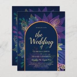 LeahG Navy Lila Gold JEWEL TONES Wedding INVITE