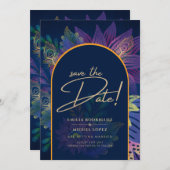 LeahG Navy Lila Gold JEWEL TONES Wedding INVITE Einladung (Vorne/Hinten)
