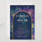 LeahG Navy Lila Gold JEWEL TONES Wedding INVITE Einladung (Vorderseite)