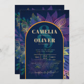 LeahG Navy Lila Gold JEWEL TONES Wedding INVITE Einladung (Vorne/Hinten)