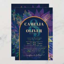 LeahG Navy Lila Gold JEWEL TONES Wedding INVITE Einladung