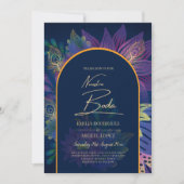 LeahG Navy Lila Gold JEWEL TONES Wedding INVITE Einladung (Vorderseite)