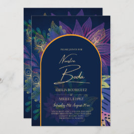 LeahG Navy Lila Gold JEWEL TONES Wedding INVITE Einladung