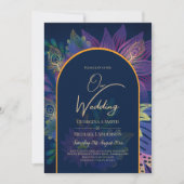 LeahG Navy Lila Gold JEWEL TONES Wedding INVITE Einladung (Vorderseite)