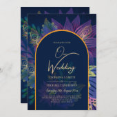 LeahG Navy Lila Gold JEWEL TONES Wedding INVITE Einladung (Vorne/Hinten)