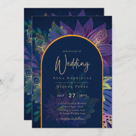 LeahG Navy Lila Gold JEWEL TONES Wedding INVITE Einladung