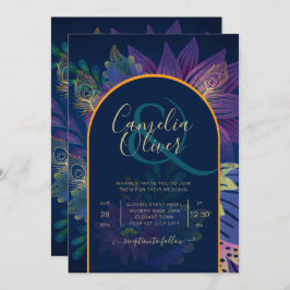 LeahG Navy Lila Gold JEWEL TONES Wedding INVITE Einladung