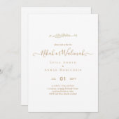 LeahG NIKAH WALIMA Gold White Bilingual Wedding Einladung (Vorne/Hinten)