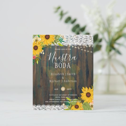 LeahG Nuestra Boda Sonnenblumen Lichter laden (Stehend Vorderseite)