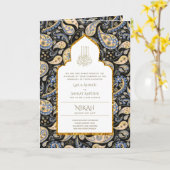 LeahG Paisley Verzierter islamischer Hochzeitsempf Karte (Gelbe Blume)