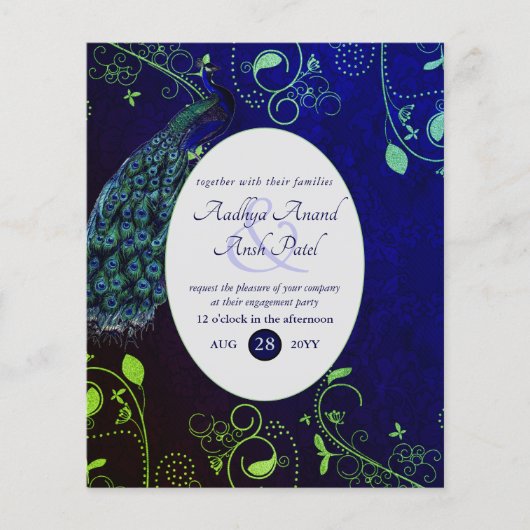 LeahG Peacock Blue Islamic Muslim Wedding lädt ein (Vorderseite)