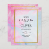 LeahG Pink Aqua Blue Gold INK Wedding INVITE (Vorne/Hinten)