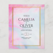 LeahG Pink Aqua Blue Gold INK Wedding INVITE (Vorderseite)