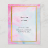 LeahG Pink Aqua Blue Gold INK Wedding INVITE (Vorderseite)