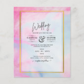 LeahG Pink Aqua Blue Gold INK Wedding INVITE (Vorderseite)